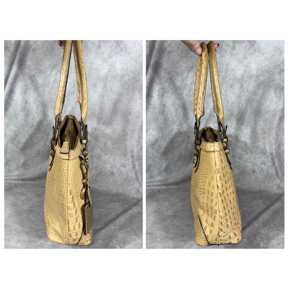Vtg Etienne Aigner Tan Croc Embossed Leather Satchel Shoulder Handbag Purse Gold - Picture 3 of 8